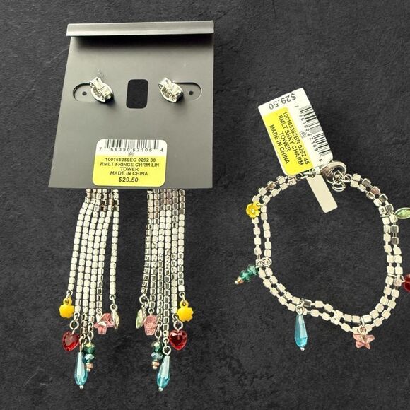 INC International Concepts Silver Tone and Multicolor Fringe Charm Jewelry Set - Picture 2 of 4